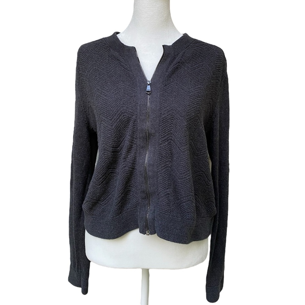 Banana Republic Dark Gray Cotton Zip Sweater